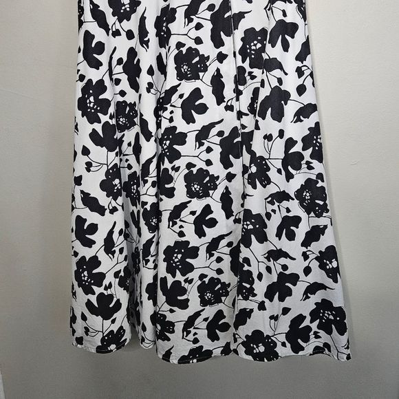 Nicobar White Black Floral Midi Sleeveless V-neck Full Skirt Dress Size … - Picture 3 of 11